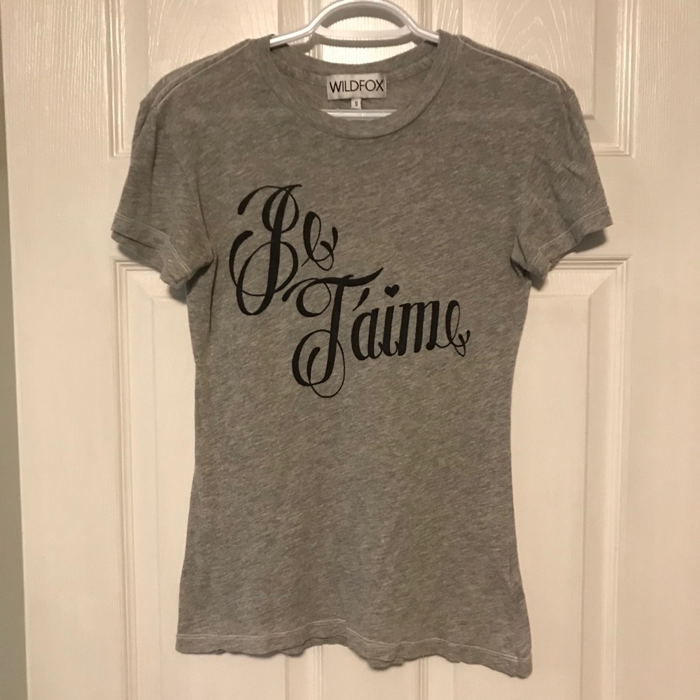 WILDFOX Je T’aime T Shirt I LOVE YOU French Heart Tee Sheer Self Babe Top Boho S
